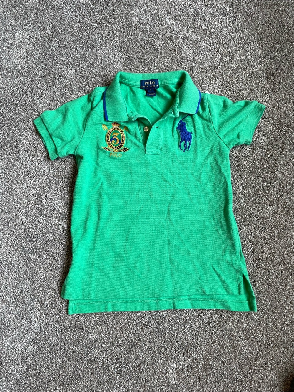 Polo by Ralph Lauren Bright Green Boys' Short Sleeve Polo with Blue Pony Size 5
